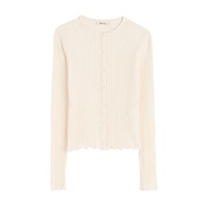 Madewell Lettuce-Hem Ribbed Cardigan in Vintage Ivory